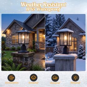Solar Post Light Outdoor, Dusk to Dawn Post Lamp Solar Powered with Pier Mount Base for Pole Pillar Gates Yard Garden Pathway