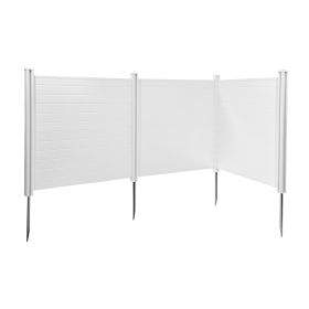 3 Panels Outdoor Privacy Screen, 50 x 50 in Air Conditioner Fence with 27.6 in Ground Stakes, Pool Equipment Enclosure, Horizontal Vinyl Privacy