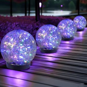 Solar Globe Lights Outdoor Waterproof-Solar Balls for Garden-Cracked Glass Ball Solar Lights Outdoor-Solar Orbs for Outside-Outdoor Decorations f