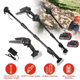 2-in-1 Cordless Pole Saw, Brushless Mini Chainsaw Cordless with Pole, 2 Pack 21500mAh Batteries Powered Pole Saws for Tree Trimming
