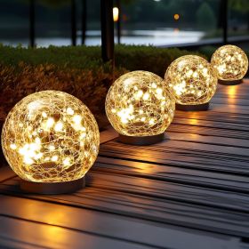 Solar Globe Lights Outdoor Waterproof - Cracked Glass Ball Lights for Garden, Patio, Yard, Lawn and Backyard - Solar Orbs for Outside Decorations