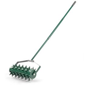 18in Lawn Aerator, Heavy Duty Rolling Aerator Lawn Tool, Manual Lawn Aerator Yard Aerator