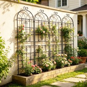 4 Pack Metal Garden Trellis 71" x 19.7" Rustproof Trellis for Climbing Plants Outdoor Flower Support Black