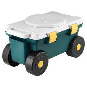 Garden Scooter with Seat, 2 in 1 Rolling Garden Cart with Storage Bin, Supports up to 227 lbs, Outdoor Wagon with Handle