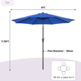 9FT Outdoor Patio Umbrella Market Table Polyester Fabric Canopy Iron Frame 8 Ribs UV Protection Waterproof Shipment From Walmart (Option: Default)