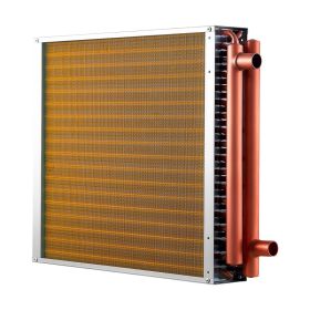 Water To Air Heat Exchanger, 18 X 18 In Finned Tube HVAC Heat Exchanger Coil With Copper Tubes & Aluminum Fins, 120K BTU Output For Outdoor Wood (Option: Default)