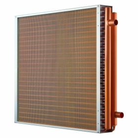 Water To Air Heat Exchanger, 24 X 24 In Finned Tube HVAC Heat Exchanger Coil With Copper Tubes & Aluminum Fins, 225K BTU Output For Outdoor Wood (Option: Default)