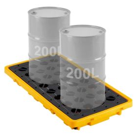 Spill Containment Pallet, 2 Drum Low Profile Spill Containment Modular Platform, 21 Gallon Sump, 4409 Lbs Load Capacity, Heavy-Duty Polyethylene (Option: Default)