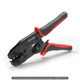 VEVOR Crimping Tool, 22-10 AWG Ratcheting Wire Crimper Tool, Labor-Saving Electrical Terminal Crimp Pliers With Clear Metric & AWG Markings, Quic (Option: Default)