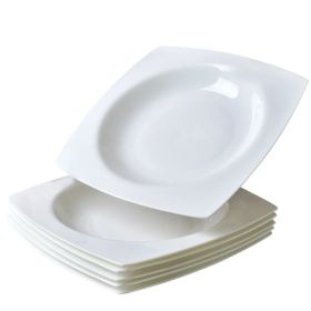 Salad Kitchen Plate Set For 6,Square Plate Sets For Elegant Dining,Microwave Safe White Plates Ceramic Tableware Set,Ideal For Home Or Restaurant (Option: defaulttitle)