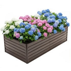 Woodgrain Aesthetic & Metal Strength  8x4x2FT Galvanized Raised Garden Bed Kit - Large Outdoor Planter Box For Veggies, Fruits, Herbs (Option: Brown Metal)