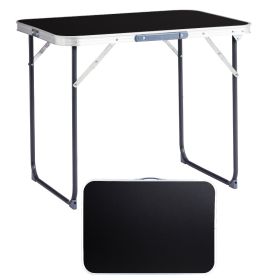 2.3ft  Portable Aluminum Folding Camping Table, Indoor Outdoor Lightweight Foldable Picnic Desk, 70-50cm Heavy Duty Small Fold Up Table (Option: Black)