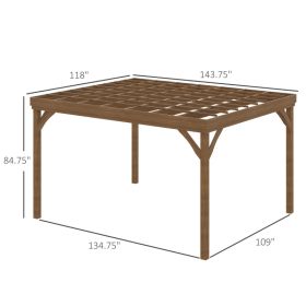 10' X 12' Outdoor Wooden Pergola, Grape Vine Gazebo With Concrete Anchors For Garden, Patio, Backyard, Deck, Brown (Option: Brown)