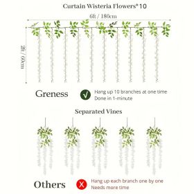 Ten-piece Set Of Simulated Wisteria Hanging Flowers, High-realistic Silk Wisteria Vines, Fake Flower Strings, Wedding Home Wall Ceiling Party Dec (Option: 10piece)