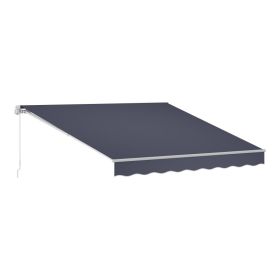 Manual Retractable Awning, 13.1' X 9.8' Outdoor Patio Awning Retractable Sun Shade, Patio Door Window Water-Resistant Polyester Sunshade Shelter (Option: Default)