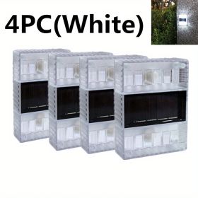 4pcs Solar Wall Lights Outdoor IP65 Waterproof LED Step Light; Solar Fence Lights For Outdoor Yard Garden Lawn Patio Courtyard Fences Driveway Pa (Color: White Light)