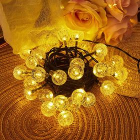 39ft 100 Big Bulb Solar Crystal Ball; Bubble Light String; 1inch Waterproof Solar Outdoor Light Strip; 8 Lighting Modes; Solar Light String For G (Color: Warm Light, size: 23 feet 50 lights)