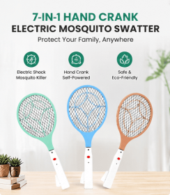 Hand Crank Self-Powered Insect Swatter, 3 Colors Manual Charging Electric Fly Swatter (Style: Green electric mosquito swatter)