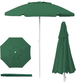 5.5 Ft Portable Beach Umbrella, Lightweight UV Protection Sunshade with Tilt Pole & Carry Bag, Outdoor Canopy Umbrella for Beach, Sand, Pool, Pat (Color: Hunter Green)