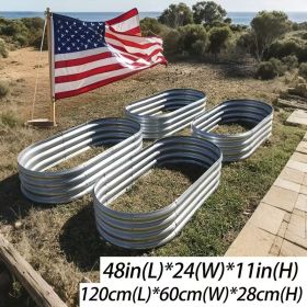 2 Pack Galvanized Raised Garden Bed Kit, 4x2FT Outdoor Metal Planter Boxes for Vegetables Herbs Flowers, Easy Assemble Lightweight Gardening Beds (Color: Silver)