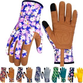 Leather Gardening Gloves for Women Thorn Proof Garden Gloves Touch Screen Working Gloves Gifts,M (Color: Purple)