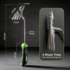 Hand Weeder Puller Tool, Heavy-Duty Stainless Steel Root Removal Tool with Ergonomic Non-Slip Handle, Manual Dandelion Remover for Garden Lawn Ya (Color: Green - 2 Pack)