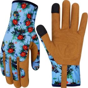 Leather Gardening Gloves for Women Thorn Proof Garden Gloves Touch Screen Working Gloves Gifts,M (Color: Bird)