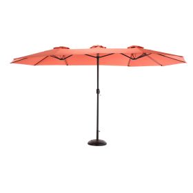 14.8 Ft Double Sided Outdoor Umbrella Rectangular Large with Crank ( khaki )(No Base) (Color: Orange)