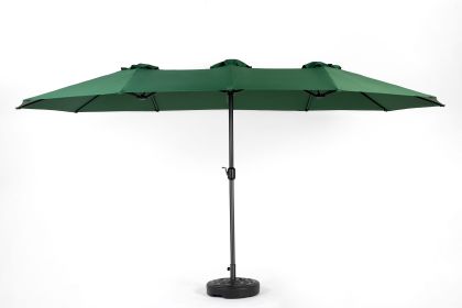 14.8 Ft Double Sided Outdoor Umbrella Rectangular Large with Crank ( khaki )(No Base) (Color: Dark Green)