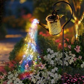 Solar Lanterns Outdoor Waterproof,Metal Watering Can Garden Decor Ornaments,Yard Art Hanging Path Lights,Outside Patio Decorations (Color: Colorful lights-1PCS)