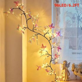 Willow Vine Light with Butterfly 48LED 5.9FT Enchanted Wall Decoration Vine Lights 8 Light Modes for Indoor Home Wall Decoration (size: 6.2FT)