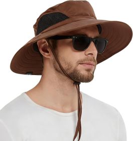 Wide Brim Sun Hat, UPF 50+ UV Protection Waterproof Packable Bucket Hat for Men & Women, Fishing Hiking Beach Garden (Color: 01 Brown  One Size)