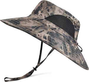 Wide Brim Sun Hat, UPF 50+ UV Protection Waterproof Packable Bucket Hat for Men & Women, Fishing Hiking Beach Garden (Color: 05 Khaki (Camo)  One Size)