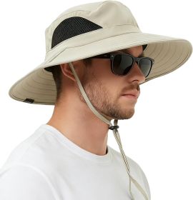 Wide Brim Sun Hat, UPF 50+ UV Protection Waterproof Packable Bucket Hat for Men & Women, Fishing Hiking Beach Garden (Color: 01 Beige   One Size)