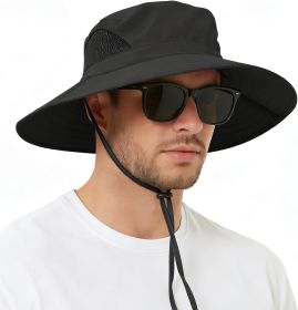 Wide Brim Sun Hat, UPF 50+ UV Protection Waterproof Packable Bucket Hat for Men & Women, Fishing Hiking Beach Garden (Color: 01 Black   One Size)