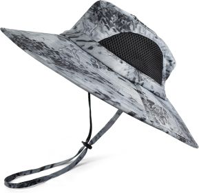 Wide Brim Sun Hat, UPF 50+ UV Protection Waterproof Packable Bucket Hat for Men & Women, Fishing Hiking Beach Garden (Color: 05 Light Grey (Camo)  One Size)