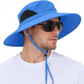 Wide Brim Sun Hat, UPF 50+ UV Protection Waterproof Packable Bucket Hat for Men & Women, Fishing Hiking Beach Garden (Color: 01 Blue   One Size)