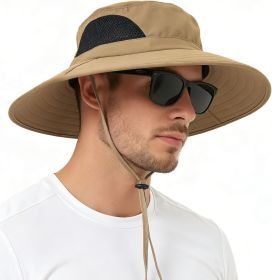 Wide Brim Sun Hat, UPF 50+ UV Protection Waterproof Packable Bucket Hat for Men & Women, Fishing Hiking Beach Garden (Color: 01 Camel  One Size)