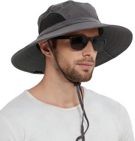 Wide Brim Sun Hat, UPF 50+ UV Protection Waterproof Packable Bucket Hat for Men & Women, Fishing Hiking Beach Garden (Color: 01 Dark Grey   One Size)