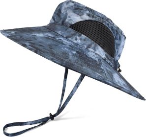 Wide Brim Sun Hat, UPF 50+ UV Protection Waterproof Packable Bucket Hat for Men & Women, Fishing Hiking Beach Garden (Color: 05 Navy Blue (Camo)  One Size)