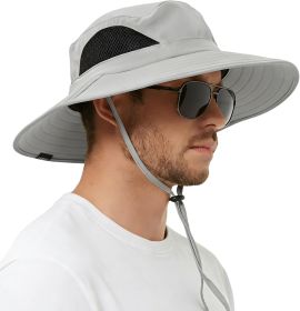 Wide Brim Sun Hat, UPF 50+ UV Protection Waterproof Packable Bucket Hat for Men & Women, Fishing Hiking Beach Garden (Color: 01 Light Grey   One Size)