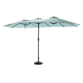 14.8 Ft Double Sided Outdoor Umbrella Rectangular Large with Crank ( khaki )(No Base) (Color: Light Green)