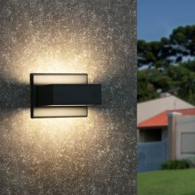 Inowel Wall Sconce LED Integrated Porch Light Modern Waterproof IP54 Wall Lamps Outdoor Up/Down Skeleton Light 17505 (Color: BLACK)