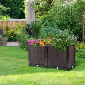 Raised Garden Bed with Self-watering System Rectangle Garden Planter for Garden Patio Balcony Elevated Planter Box for Flowers Vegetables Herbs (size: 60_30_20cm)