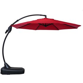 Cantilever Outdoor  Umbrella with Base , Aluminum Offset Umbrella.(Included 2 Packages) (Color: Red, size: 12 FT)