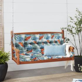 Outdoor Swing Cushions70Inch,Waterproof 4in Thick Porch Swing Cushion Replacement With Backrest And Ties,Comfortable 2-3 Seat Pation Swing Pad Fo (Option: Default)
