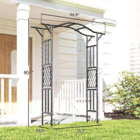 Garden Arch, PE-Coated Steel Garden Arch Trellis With Extended Top, Black (Option: Black)